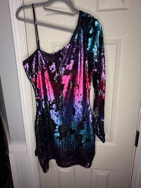 One Shoulder Sequin Dress Size Large